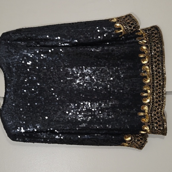 Stenay Sequin & Beaded Black and Gold Jacket Size Small - Picture 8 of 10